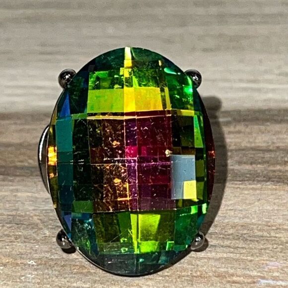 Chunky Rhinestone Ring Lot 2 5.25 And Stretch SilverTone Classic Bohemian Rocker - Picture 3 of 8